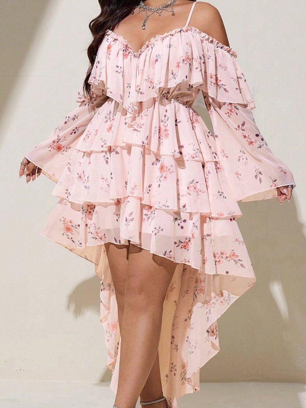 Pink Boho Women's Plus-Size Sexy Resort Off-Shoulder Backless Dress